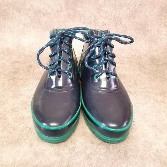 Sporto Womens   Size 8 Blue Green Rubber Lace Up Rain Boot Ankle Booties - Picture 7 of 9